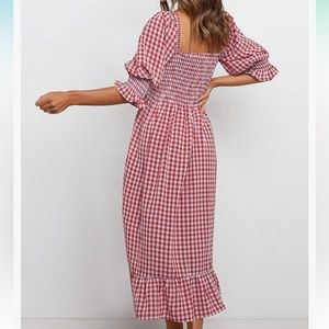Red Plaid Midi Dress Size S NWOT